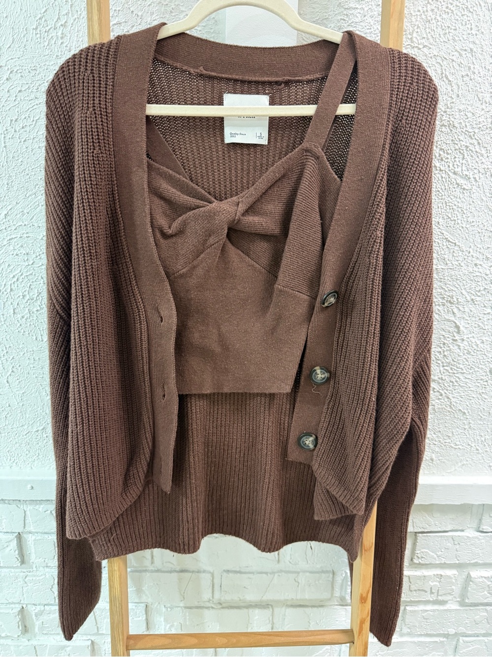 Abercrombie & Fitch Brown Knit Cardigan and Twisted Crop Top Set